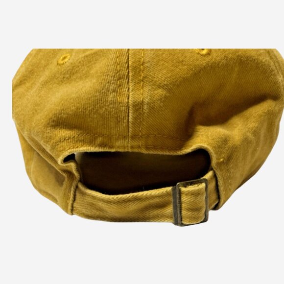 Cap Embroidered Black Girl in Red Dress Women's Mustard 100% Cotton Strap Buckle - Picture 2 of 2